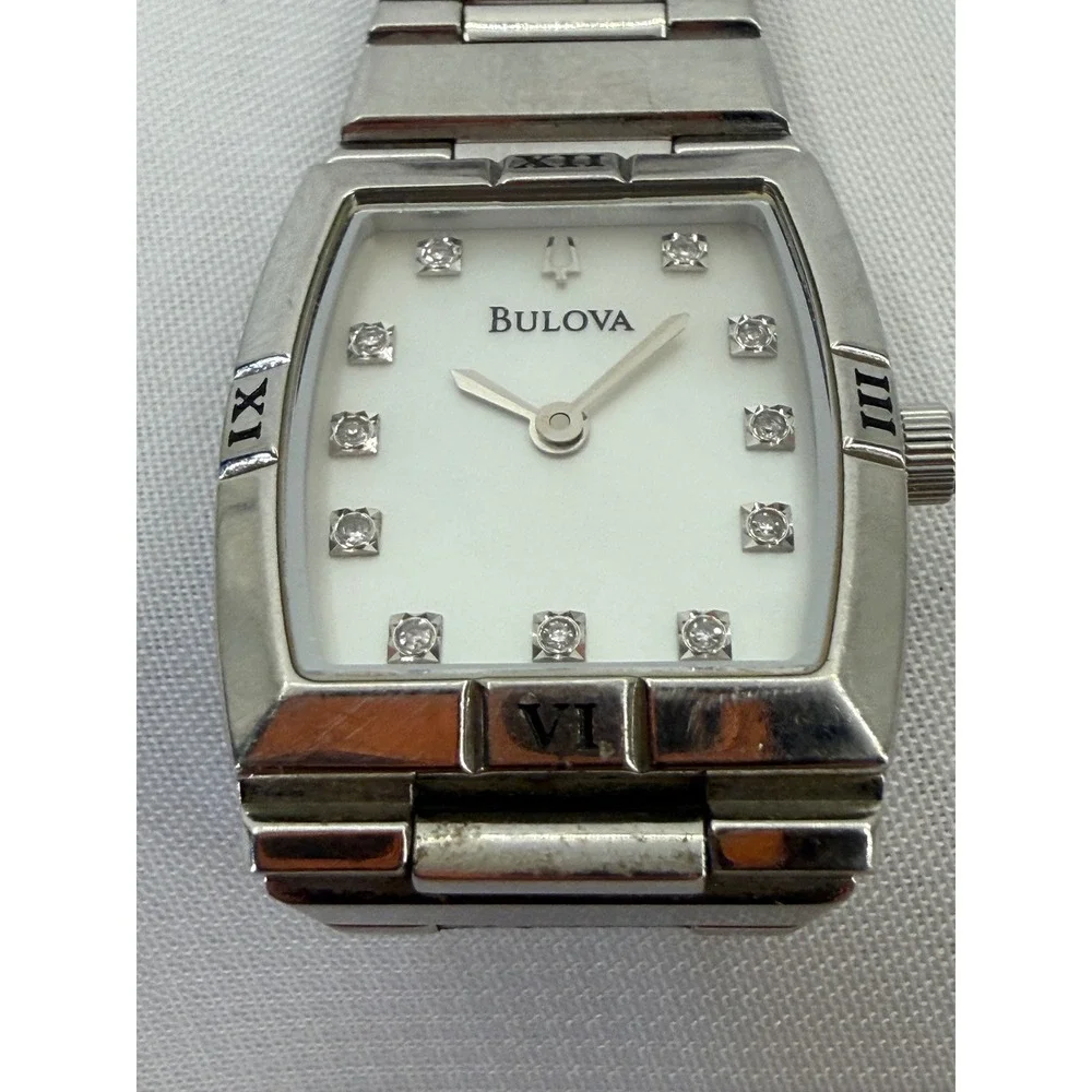 Bulova Womens Diamond Accent Stainless Steel Watch Silver Tone C8671383